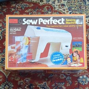 Vintage 1976 Mattel Sew Perfect Sewing Machine with White and Blue Accents